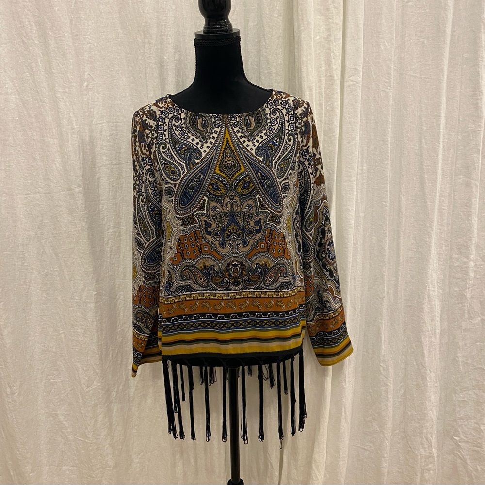 Joseph Ribkoff Multicolor Paisley Design, Fringe